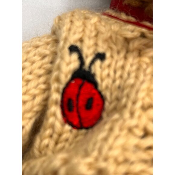 Boyds Bears Ltd. Handmade Teddy Bear With Knit Sweater & Ladybug Embroidery - Picture 3 of 8